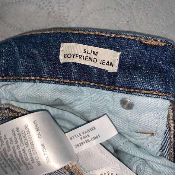 J Crew Slim Boyfriend Jeans Womens Sz 24 Blue Mid Rise Cotton Stretch Frayed Hem - Picture 7 of 12